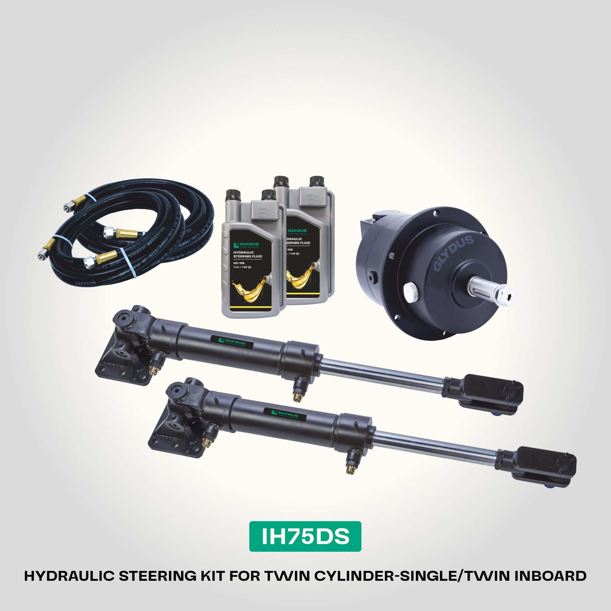 IH75DS | Balanced Hydraulic Steering for Twin Cylinder |Twin Inboard | Steel Series
