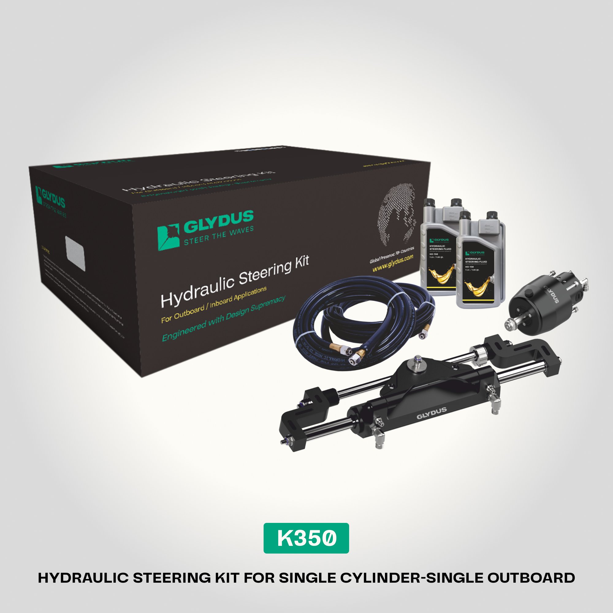 K350 | Hydraulic Steering Kit for Single Outboard upto 350hp