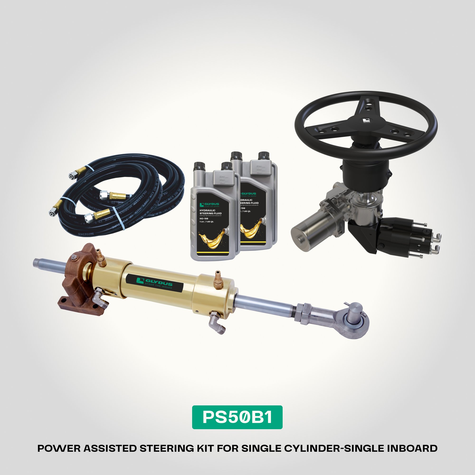 PS50B1 | Power-Assisted Inboard Steering for single Cylinder | Brass Series